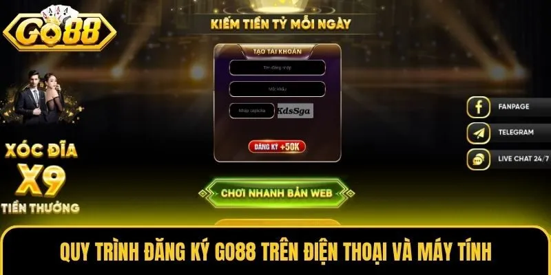 Quy trình đăng ký Go88 trên điện thoại và máy tính