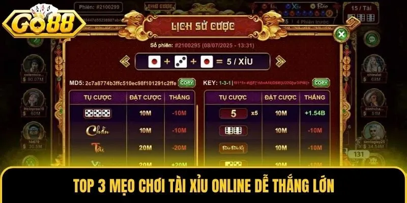 Tài Xỉu Online - Game Giải Trí Trực Tuyến Số 1 Tại Go88 3 Top 3 mẹo chơi Tài Xỉu online dễ thắng lớn